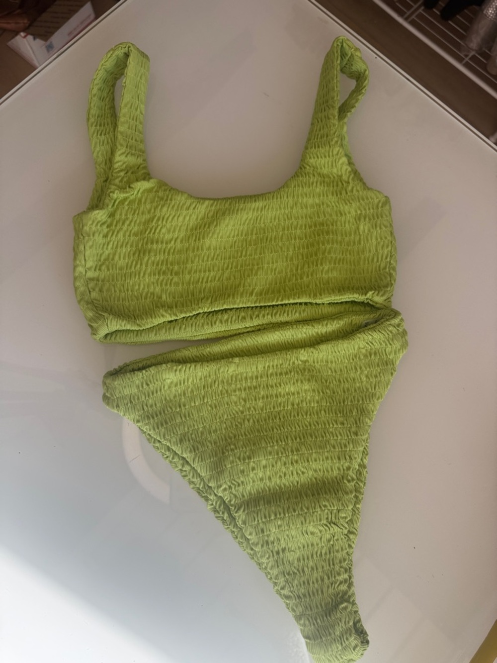 naked wardrobe Lime Green Smocked Two-Piece Bikini